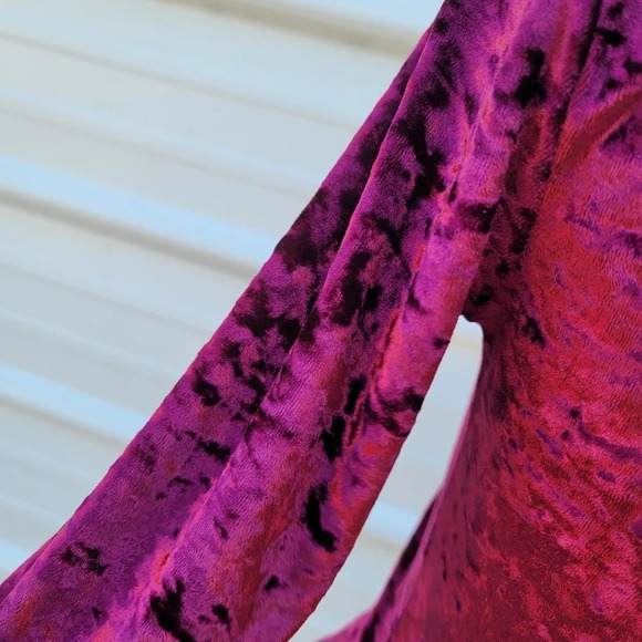 ASOS Club L London Crushed Berry Red Velvet Peplum MIDI Dress UK8 Stretch Small - Picture 2 of 11